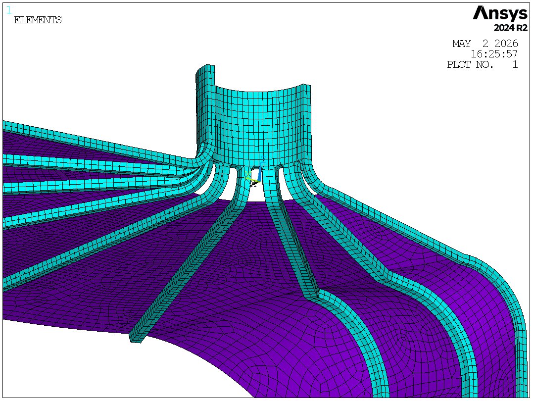 ANSYS FEA mesh of microneedle structure